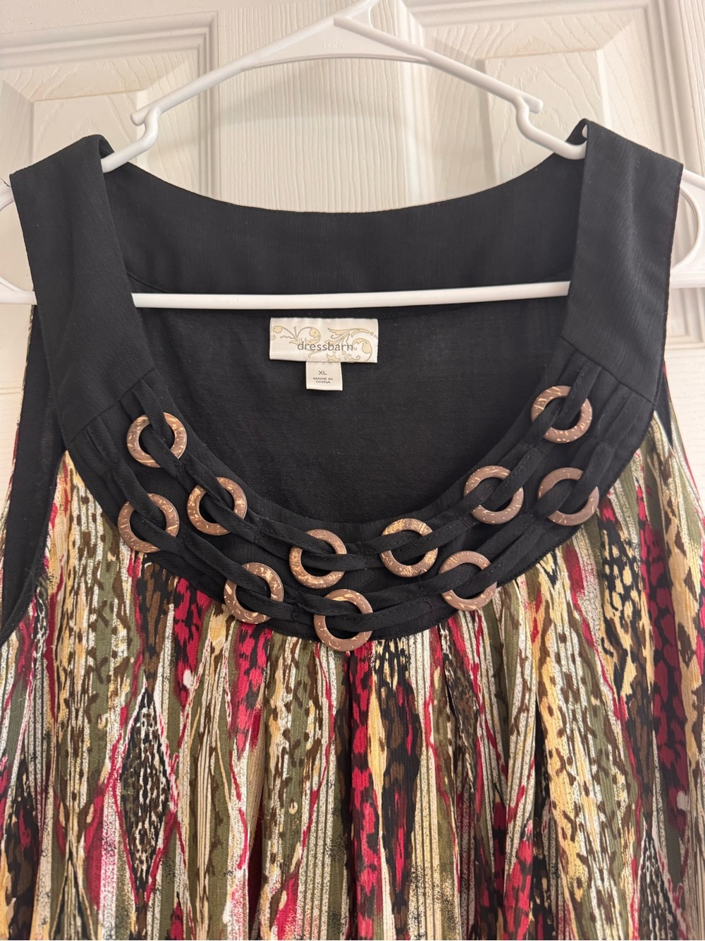 dressbarn Black Top with Decorative metal accents
